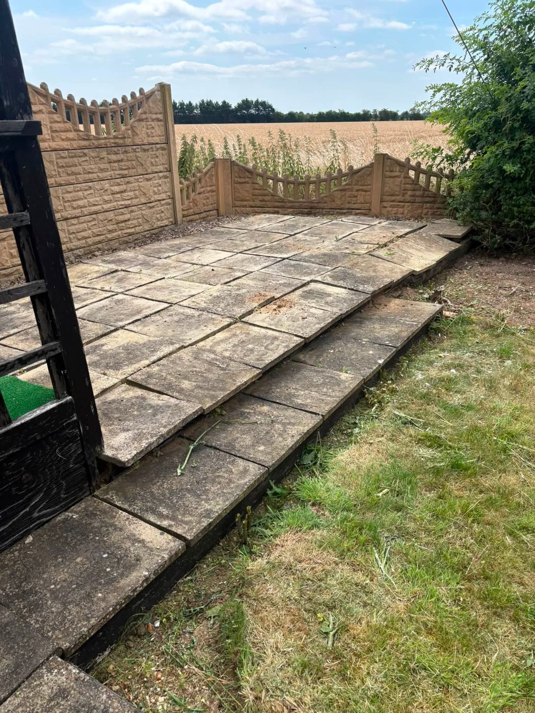 Cleared patio after